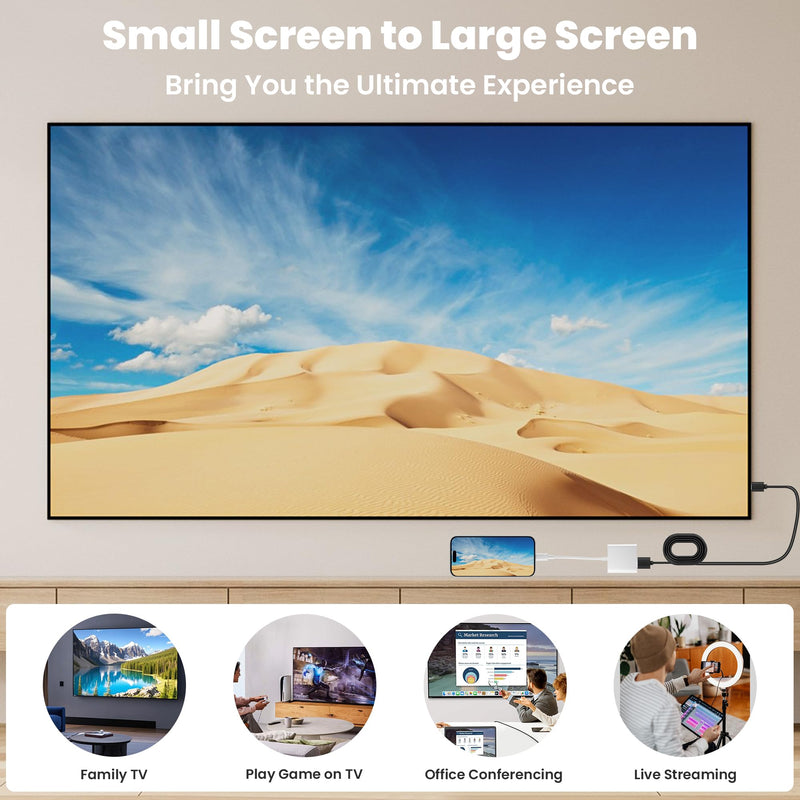 USB C to HDMI Adapter for iPhone 17 16 15 to TV, 4K@60Hz iPhone USB C to HDTV Adapter with 100W Fast Charging Port, MFi Certified iPhone Dongle USB C to Hdmi for iPad/TV/Projector/Monitor