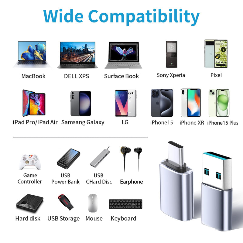 [AUSTRALIA] - USB to USB C Adapter 4 Pack, 2*Type C Female to A Male Charger Converter & 2*USB C Male to USB 3.0 Female for Apple Watch iPhone 15 Pro Max 14 13 12,AirPods Ultra 8 9 Samsung, OTG Adapt USB to USB C 