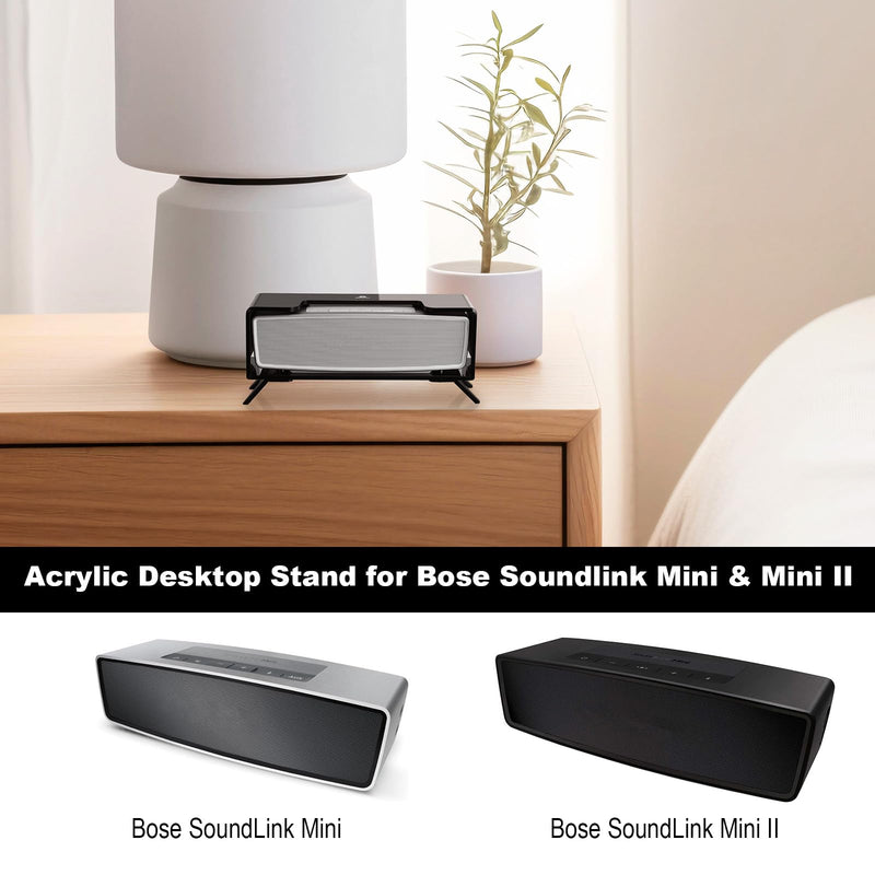 TXEsign Desktop Stand Speaker Holder for Bose SoundLink Mini & Mini II Bluetooth Speaker, Acrylic Table Stand Holder Retro Speaker Display Stand Anti-Slip Base Stand (Black) Black