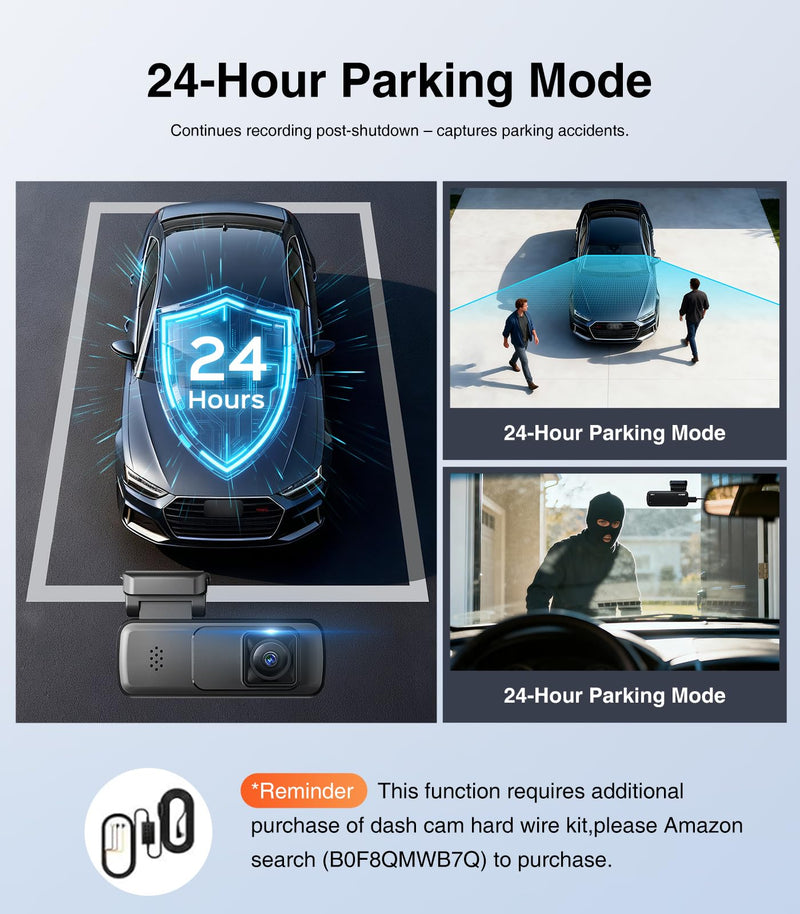 AINAVI Front Dashcam for Cars with 32G Card, Mini 2K Dash Camera, Dash Cam Built-in WiFi Wireless with APP Control, Hidden-Style Single Car Camera/WDR/Night Vision/G-Sensor/24H ParkingMode