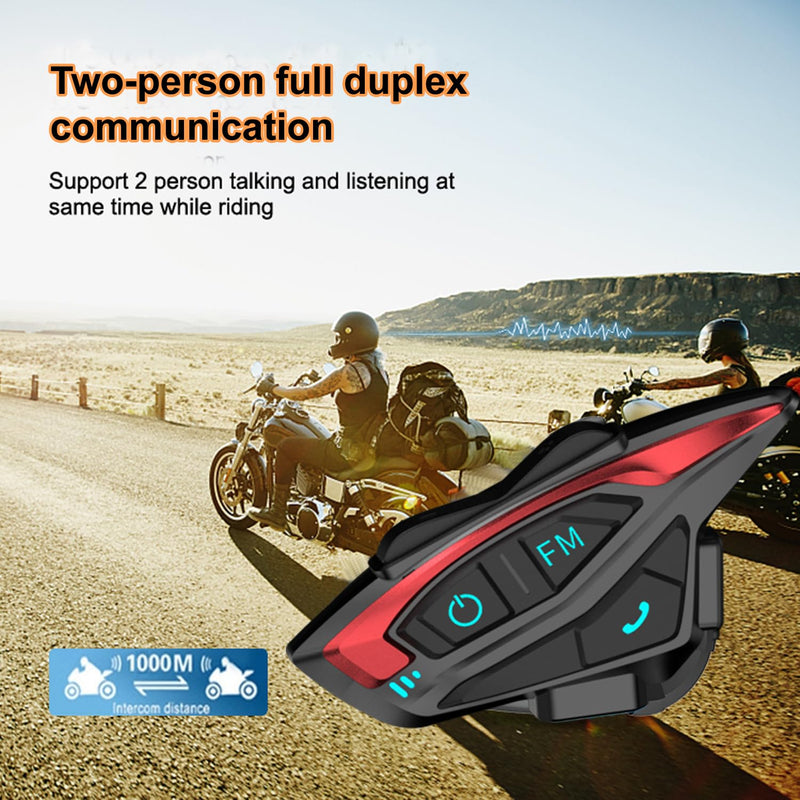 Motorbike Helmet Bluetooth intercom system,QSPORTPEAK Shark02 full duplex Wireless Motorbike Interphone for 2 Riders/Range1000m/Music sharing/Multi-country tone selection,One-step easy pairing(1 Pack)