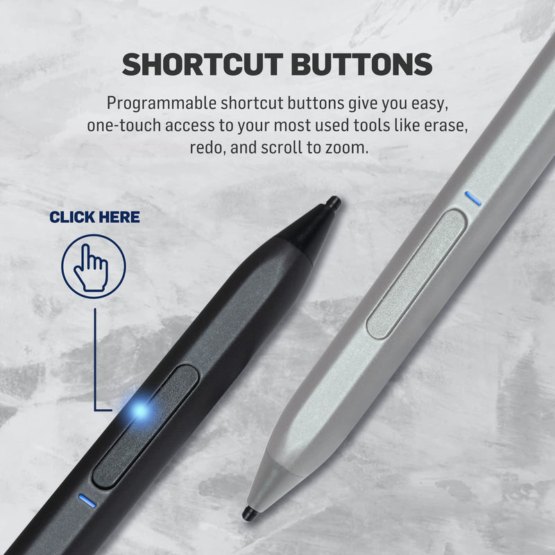Adonit Neo Ink, Magnetic Attachable Stylus Pen for Microsoft Surface, 4096 Pressure Sensitivity, Tilt, Palm Rejection, Compatible with Surface Book/ Go/ Pro/ Studio, Surface Laptops- Graphite Black