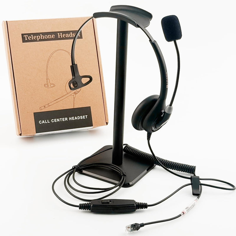 Arama Phone Headsets for Office Phones RJ600C1 RJ9 Wired Headset with Noise Canceling Mic Phones Desk Landline Headset with Microphone Compatible with Cisco Office Phone Mono-A600C