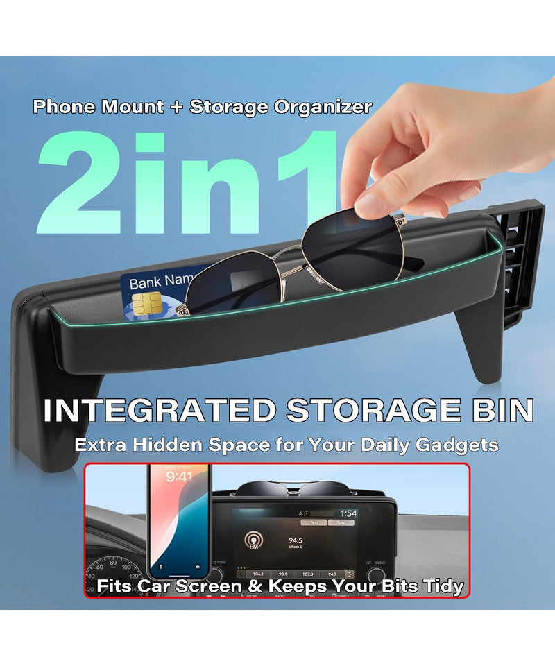 Car Phone Holder for 2022-2024 Mitsubishi Outlander 9" Screen Accessories | MagSafe Strong Magnetic Clip Cell Phone Mount, 360° Rotatable HandsFree Holders, with Organizer Tray, Not Block Air Vents ﻿ fit for 2022-2024 Mitsubishi Outlander(9 Inch)