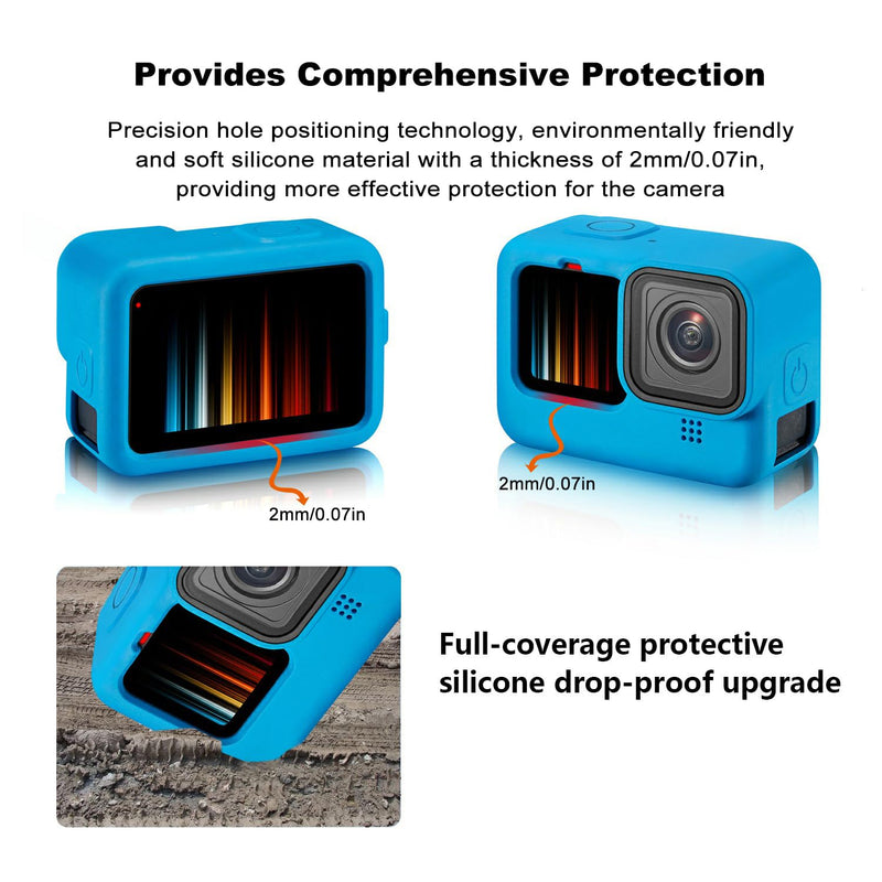 Suptig Protective Case, Silicone Case Compatible for Gopro Hero 12/ Hero 11/ Hero 10/Hero 9 Black (Blue), RSX-428 Blue