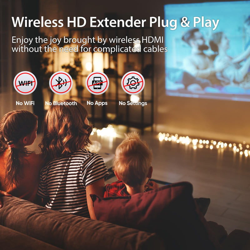 [AUSTRALIA] - 2026 Upgraded Wireless HDMI Transmitter and Receiver 328FT/100M, 4k Decode 1080P Output, Plug & Play Portable 2.4g/5g, Wireless Hdmi Extender Kit to Monitor from Laptop/PC/Projector/TV Box Black 