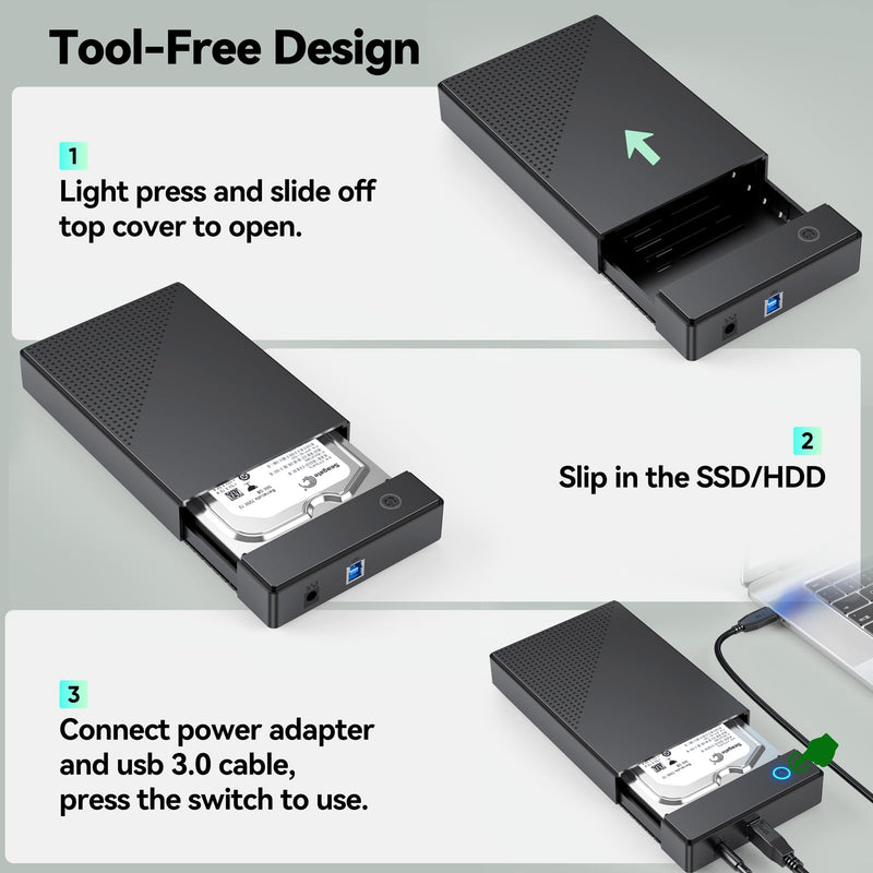 3.5 Hard Drive Enclosure Bundle SATA to USB Adapter with Power with 12V 24W Adapter External Hard Drive Cable