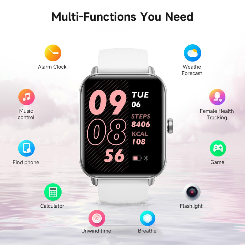 Smart Watches for Men,1.85" HD Display Compatible iPhone/Android (Answer/Make Calls),110+ Sport Modes Fitness Tracker with Heart Rate/Sleep/Sp02 Monitor,IP68 Waterproof (White, 1.85)