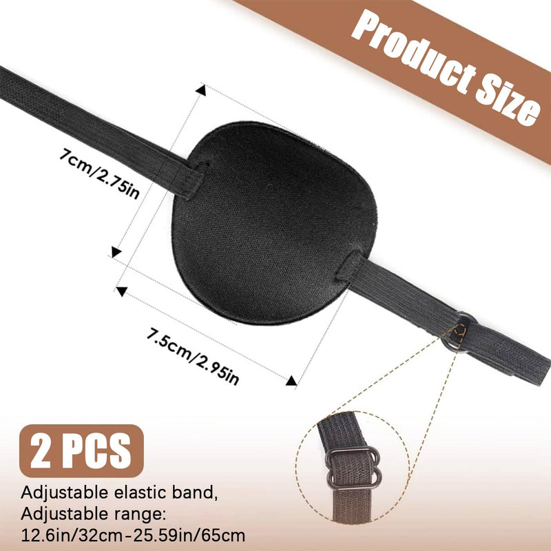 2 Pcs Eye Patch for Adults Kids,3D Adjustable Eye Patches for Amblyopia Lazy Pirate Costume(Black)