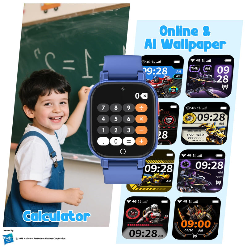Smart Watch for Kids, 4G Kids Smartwatch with GPS Tracker Calling (Blue) | WIFI/Voice/Video Chat/SOS/SMS-receiving IP68 Waterproof Pedometer Camera Alarm Safe Zone Smartwatch Gift for Boys Girls 4-12 Blue