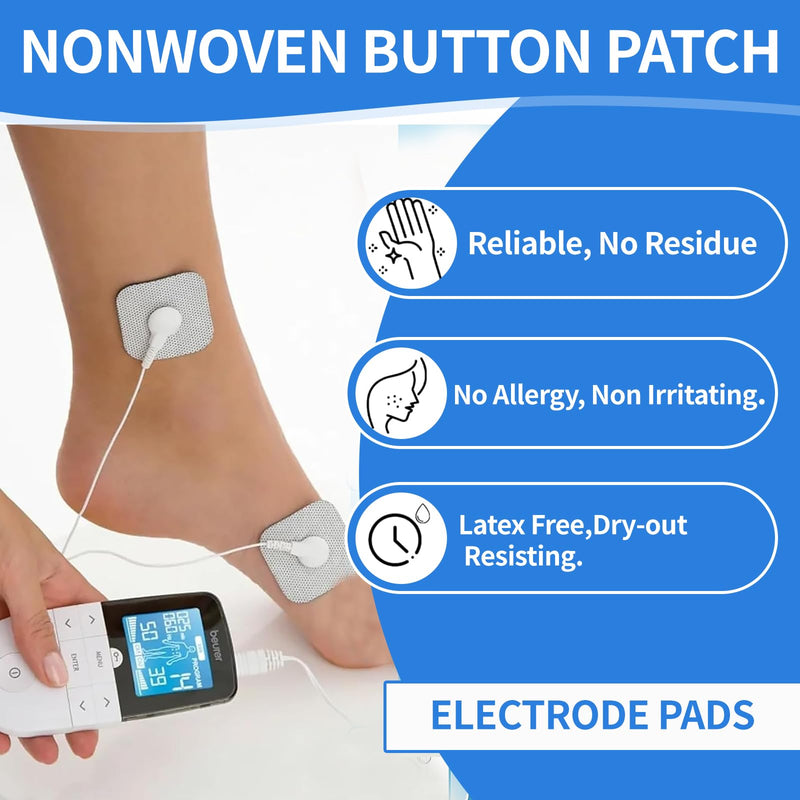 Wjelet Pack of 35 Adhesive Electrodes for Tens Electrode Pads, Electrode Pads 5 x 5 cm, Self-Adhesive and Reusable with 3.5 mm Snap Push Button, Compatible with TENS Devices and EMS Trainers