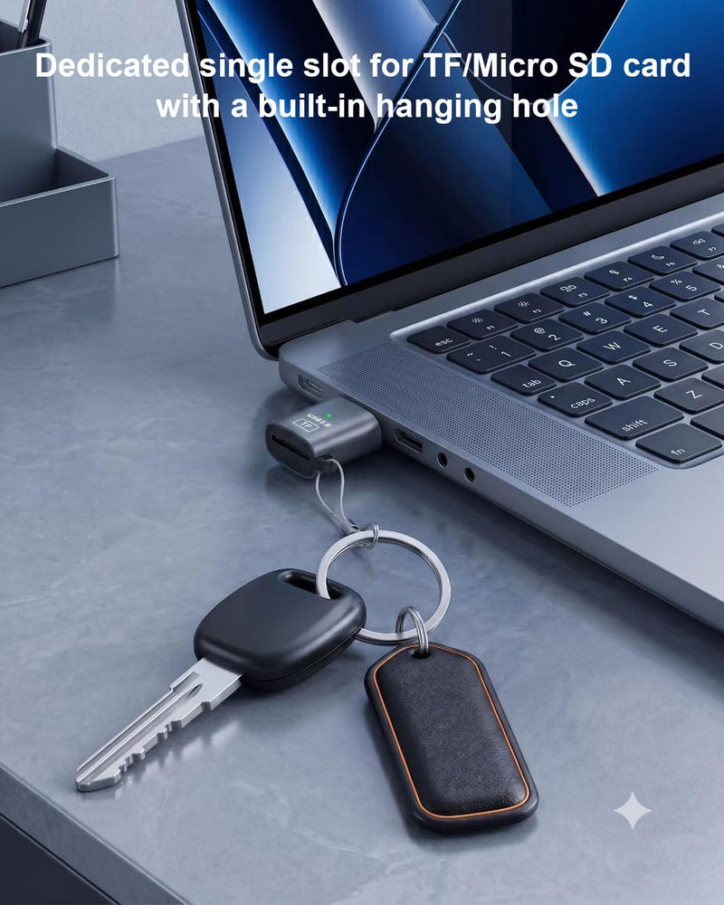 USB 2.0 Micro SD Card Reader, USB A to Micro SD SDHC SDXC Card Reader, TF Memory Card Reader with Keychain Design for PC, Laptop, Computer (3 Pack) usb a male
