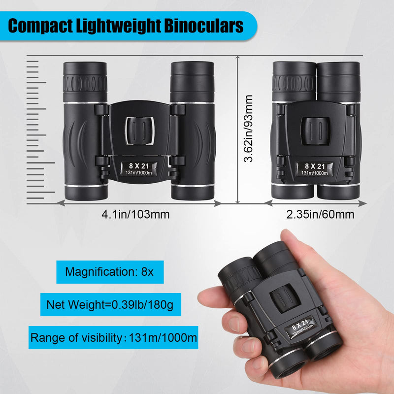 8x21 Mini Compact Pocket Binoculars, Lightweight Foldable Binoculars,Easy Focus Small Binoculars for Adults Kids Bird Watching,Opera Concert, Travel, Hiking, Outdoor Scenery, football game 8X21