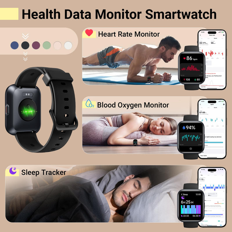 Smartwatch for Women Men with Extra Pink Nylon Watch Band Replacement