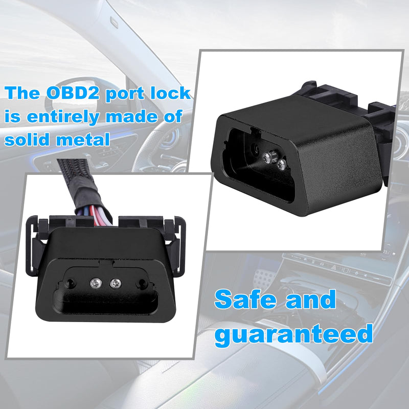 Metal OBD2 Port Lock OBDii Connector OBDii Port Lock Car OBD2 Protector with Two Keys Suitable for Most Cars, SUVs, Trucks Black