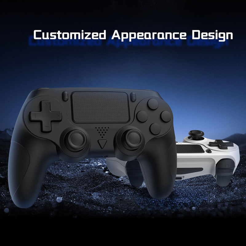 Huniquedec 2 Pack Wireless Controller for PS4/Pro/Slim/PC with Non-Slip Grip and Dual Vibration, Ergonomic Grip,USB-C Cable, Compatible with playstation 4 (Black and White)