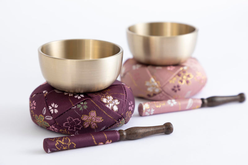 Orin Bell Japanese Buddhist Bell,Mat,bar Set Made in Japan Takaoka, Pink,2.99inch
