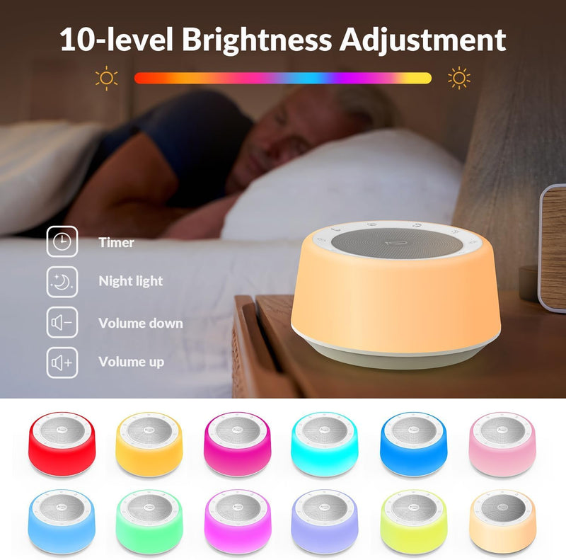 Kipcush Tibetan Singing Bowls Sound Machine - 11 Different Sized Sound Bowls with Night Light for Yoga, Meditation, Mindfulness, Healing, Chakra Healing and Stress Relief, Timer, Plug in Small