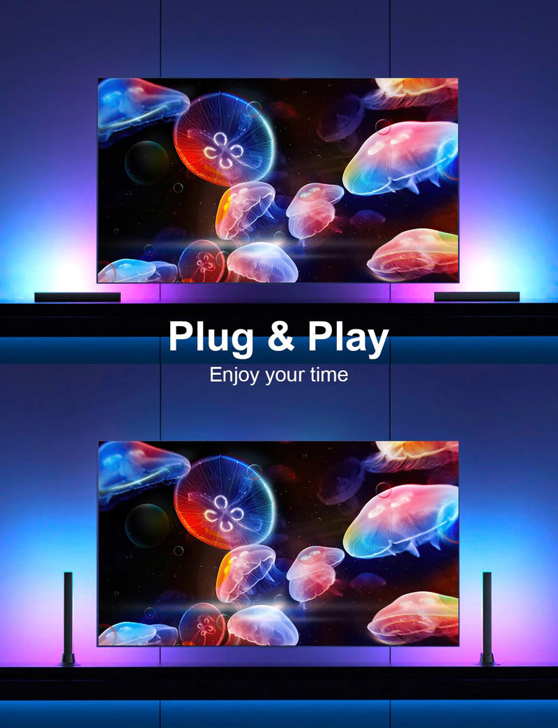 [AUSTRALIA] - RGB Light Bar, RGB IC LED Light Bar, Music Sync USB Powered, Color Changing Ambient Lighting for Gaming TV Desk Monitor PC Party, 2 Pair 
