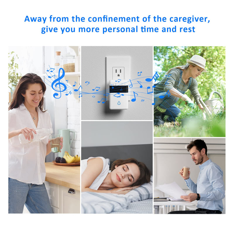 Wireless Caregiver Pager, Emergency Panic Call Button, Medical Alert Systems with 2-SOS Buttons and 2-Pagers for Seniors/Elderly at Home, 500+ ft Range Nurse Calling & Patient Assistance Alert 2 call buttons + 2 receivers