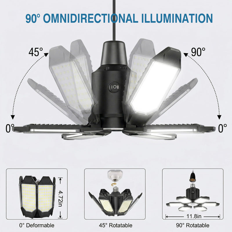 [AUSTRALIA] - BRAINIAC Motion Sensor Garage Light with 3 Switch Modes, E26/E27 Screw in Garage Lights Ceiling LED Motion Activated for Garage/Shop/Porch-150W 15000LM 6000K 150 Watts 1 Motion-sensor 
