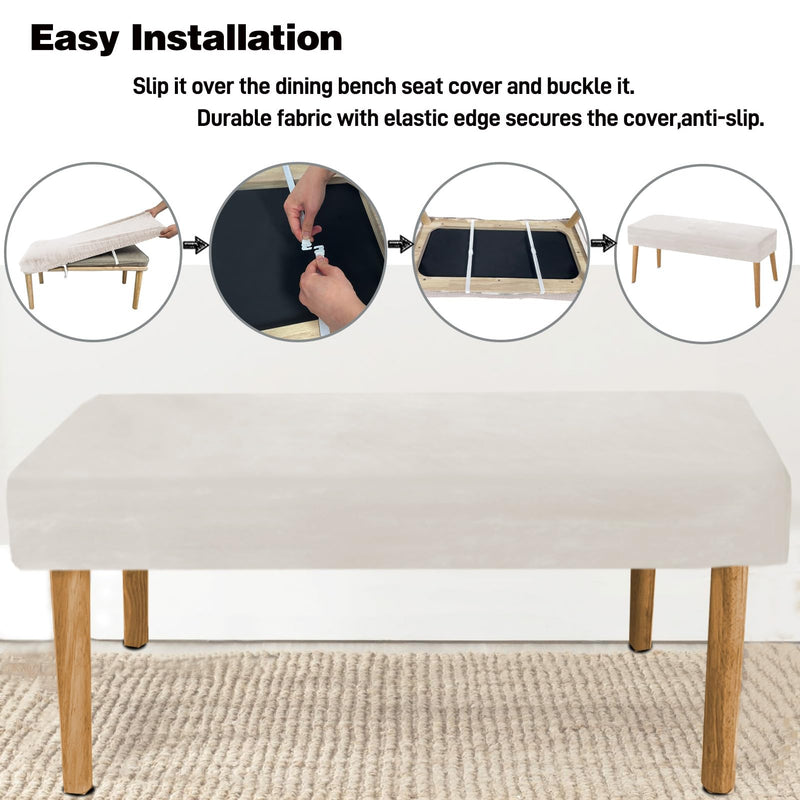 [AUSTRALIA] - Piano Bench Cover Stretch Velvet Thick Bench Cushion Protector Cover Rectangle Bench Covers for Living Room,Bedroom,Kitchen(Medium Size,Beige) Velvet Fabric Beige Medium 
