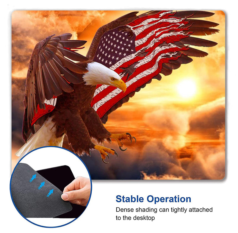 Custom Square Gaming Mouse Pad, Office Computer Mouse Pad, American Flag Eagle Anti-Slip Rubber Desktop Mouse Pad