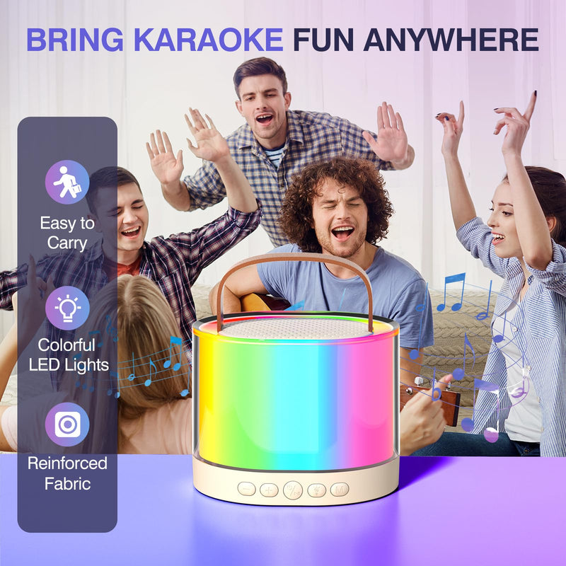 [AUSTRALIA] - Mini Karaoke Machine for Kids Portable Bluetooth 5.3 Speaker Led Lights with 2 Wireless Microphones Karaoke Gifts for Girls Boys Audlt Birthday Christmas Indoor Outdoor Home Party 