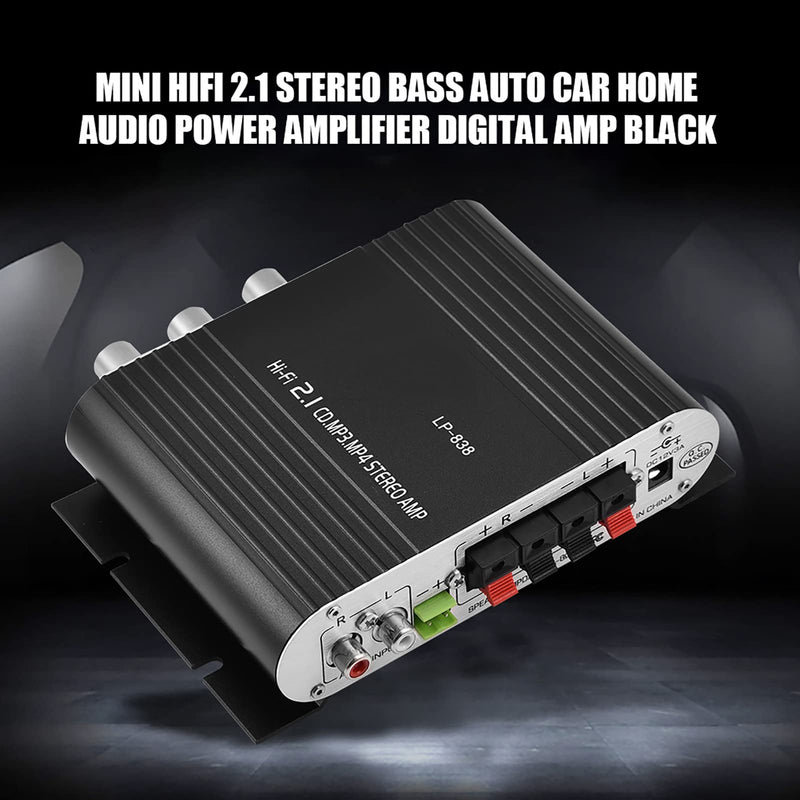 Stereo Audio Amplifier Receiver, 15Wx2 Output Stereo Bass Home Amplifiers, with 3.5mm and Port, Digital Amp for Car, MP3, MP4, CD Players (Black) Black