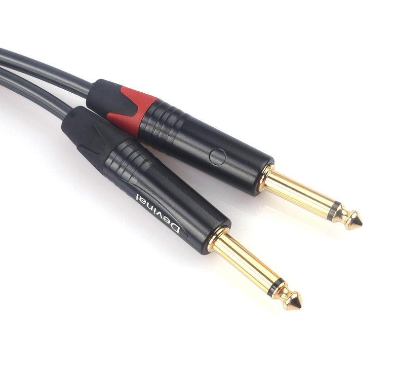 Devinal Dual 1/4 to XLR Y Splitter Cable, Double 6.35mm TS Male to XLR 3pin Male Stereo Cord, Dual Quarter inch Mono to XLR Male Plug Microphone Audio Converter Adapter 10 Feet 3m 10 FT