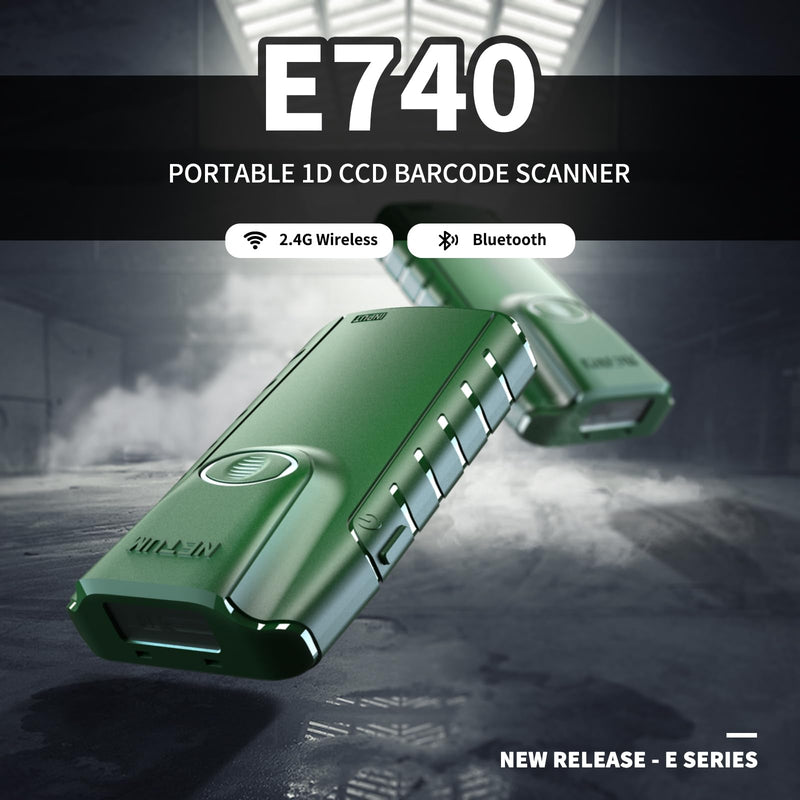 [AUSTRALIA] - NETUM Bluetooth 1D Barcode Scanner, 3-in-1 Small Portable CCD Bar Code Reader Automatic Wireless Gun Scan Back Clip Work with Tablet iOS Android Windows MacOS for Warehouse Inventory POS (1D - E740) 1D - E740 