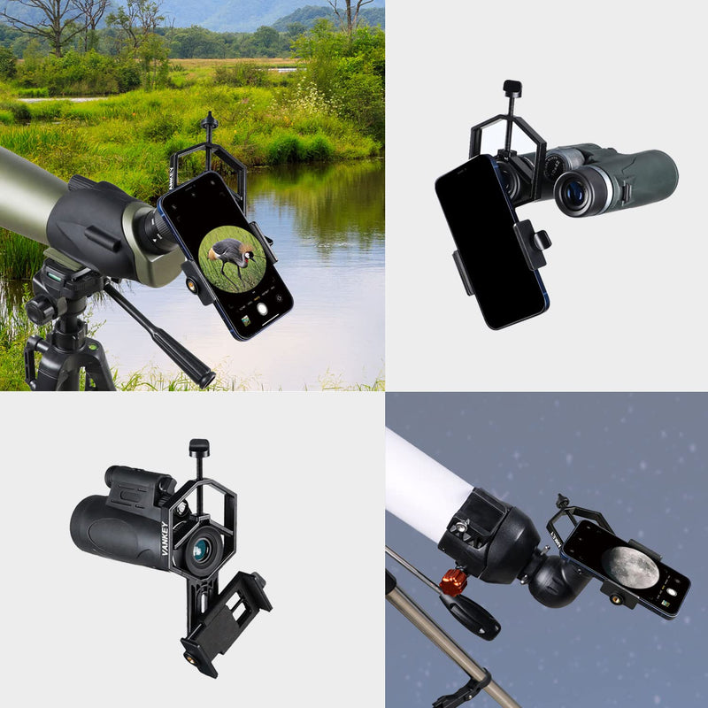 Large Telescope Phone Mount, Metal Phone Adapter for Spotting Scope, Monocular, Binocular - Fits iPhone, Samsung and More Smartphone (Bluesky V1-L) Large Size