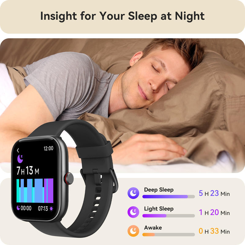 Smart Watch for Women Men, Smartwatch for iPhone & Android Bluetooth (Answer/Call) Built-in Alexa, 1.91" HD Fitness Tracker with 105+ Sport Modes, IP68 Waterproof, Sleep/Heart Rate/SpO2/Stress Monitor Starry Black