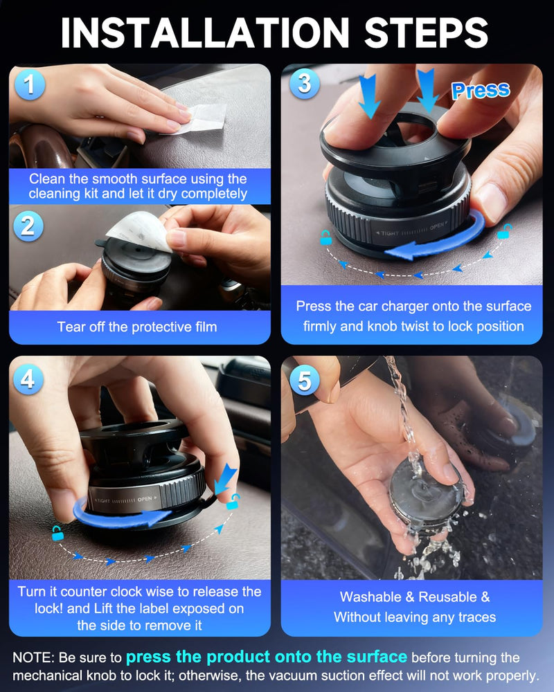 for MagSafe Car Mount, Vacuum Magnetic Car Phone Holder Stand for Your Car | [Reinforced 120LBS Ultra Suction Cup & 3000gf Magnet] 780° Cell Phone Mount Dashboard Car Holder Bracket for iPhone & Android Black 2