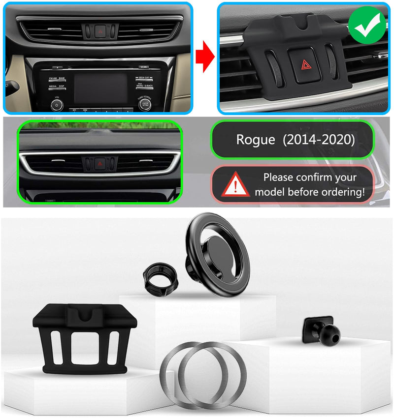 Car Phone Mount, Air Vent Magsafe Holder for Nissan Rogue 2014-2020 | Adjustable Magnetic Navigation Bracket Stand, for iPhone 17 16 15 14 13 12 Pro Max Plus Mini, Magsafe Case, All Smartphone Rogue(Mag-Safe)