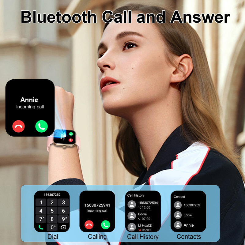 Smart Watch, 1.96" Smartwatch for Women Men (Answer/Make Call), Fitness Tracker with 110+ Sport Modes, IP68 Waterproof, Heart Rate/Sleep/Spo2 Monitor, Pedometer, Activity Tracker for Android iOS Rose