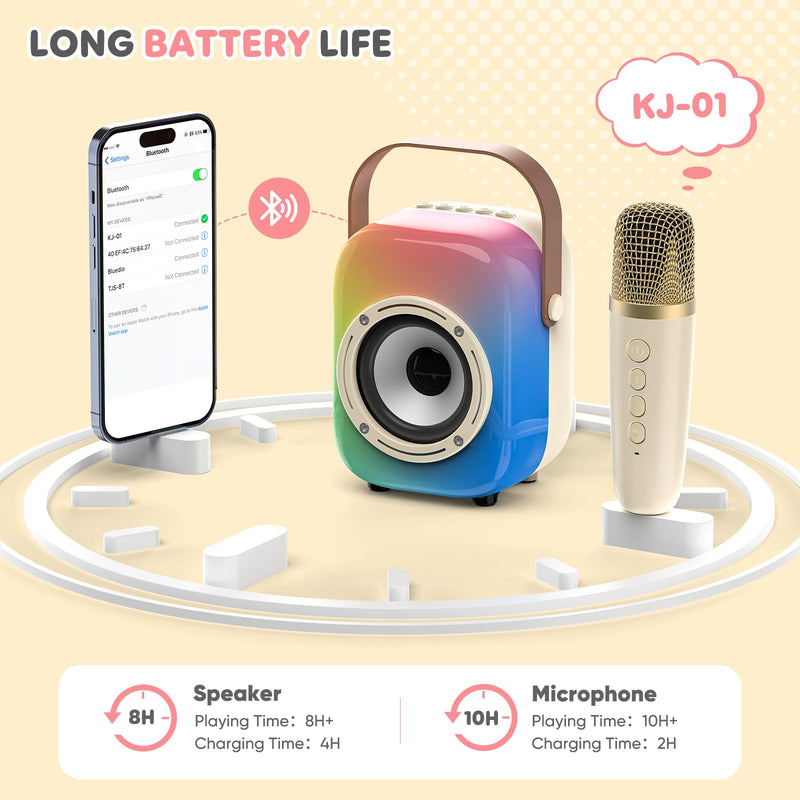 MOYU Mini Karaoke Machine for Kids: Portable Bluetooth Speaker Set with Two Wireless Microphones & Flowing Light Gifts for Girls Boys Toddler Adults Home Party