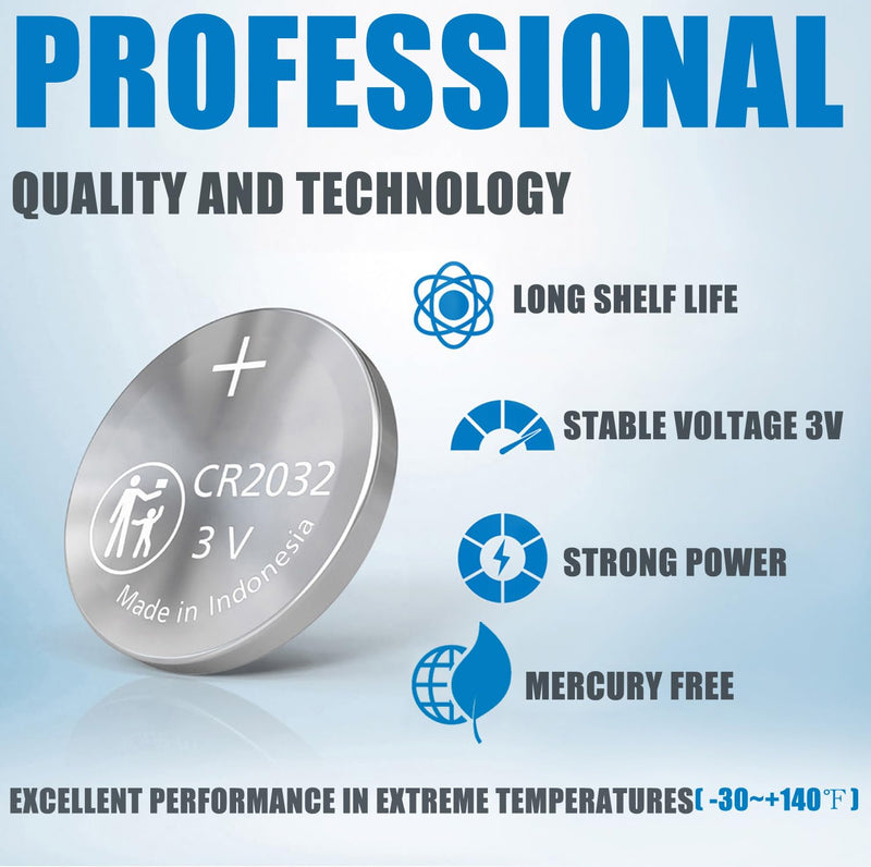 (2 Pack CR2032 Key fob Battery Replacement for Jeep Dodge Chrysler Key fob Prox fits 2008-2022 Case Shell 300 Challenger Dart Durango Grand Caravan Journey RAM Cherokee Routan Town