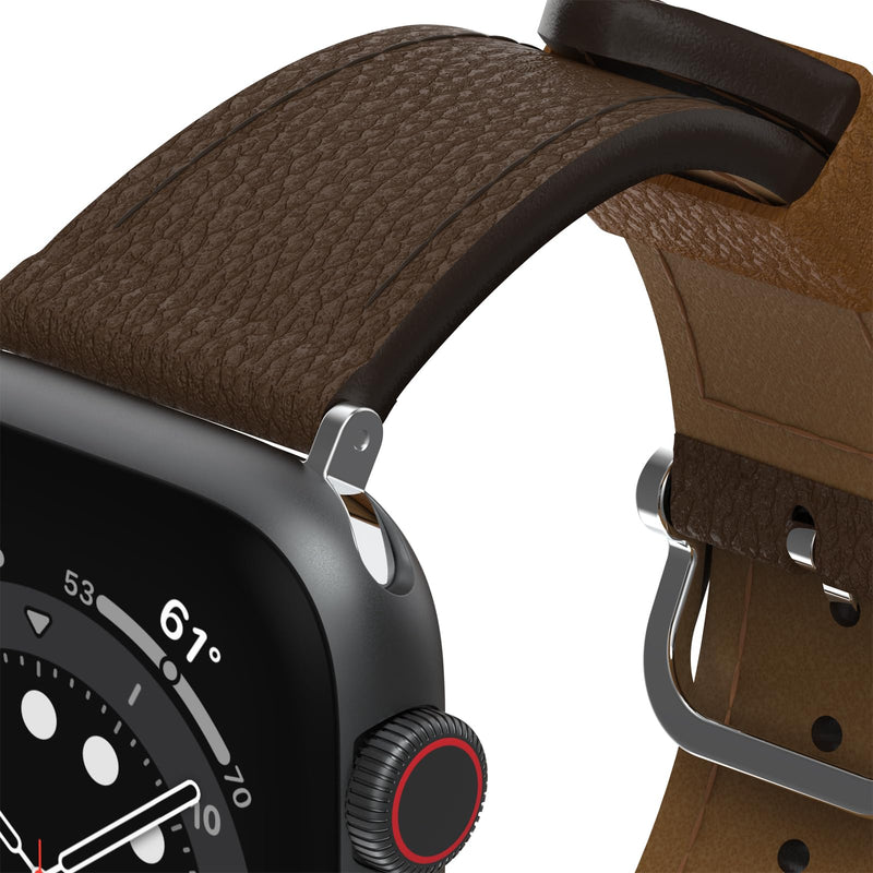 OtterBox Symmetry Cactus Leather Watch Band for Apple Watch Series 7/8/9 44/45/46mm Rich Adobe (Brown)