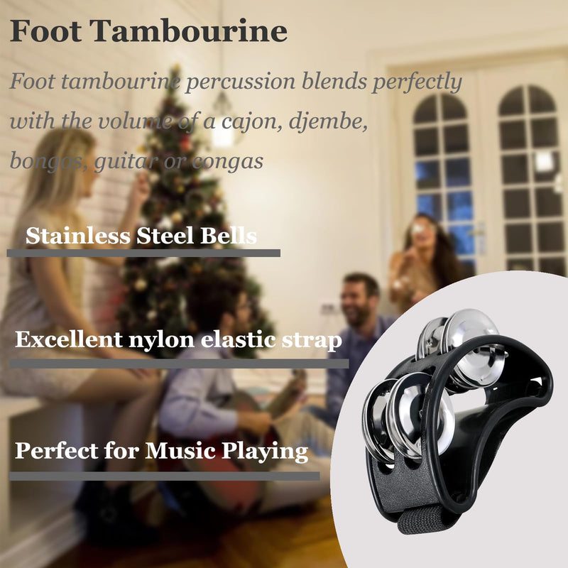 [AUSTRALIA] - 8 Pcs Tambourines for Adults Metal Jingles Half Moon Tambourine, Foot Tambourine, Wood Rhythm Sticks，Egg Shakers, Sand Hammer, Hand Percussion Instrument Set for Party, KTV 