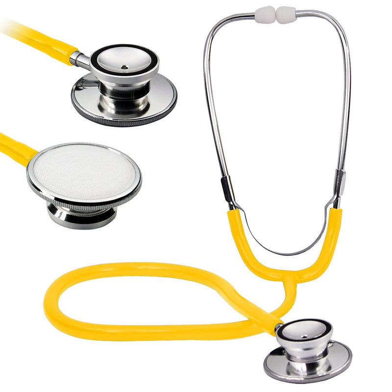 TRIXES Double Dual Headed Stethoscope for Nurses Vets Students Home Healthcare (Yellow) yellow