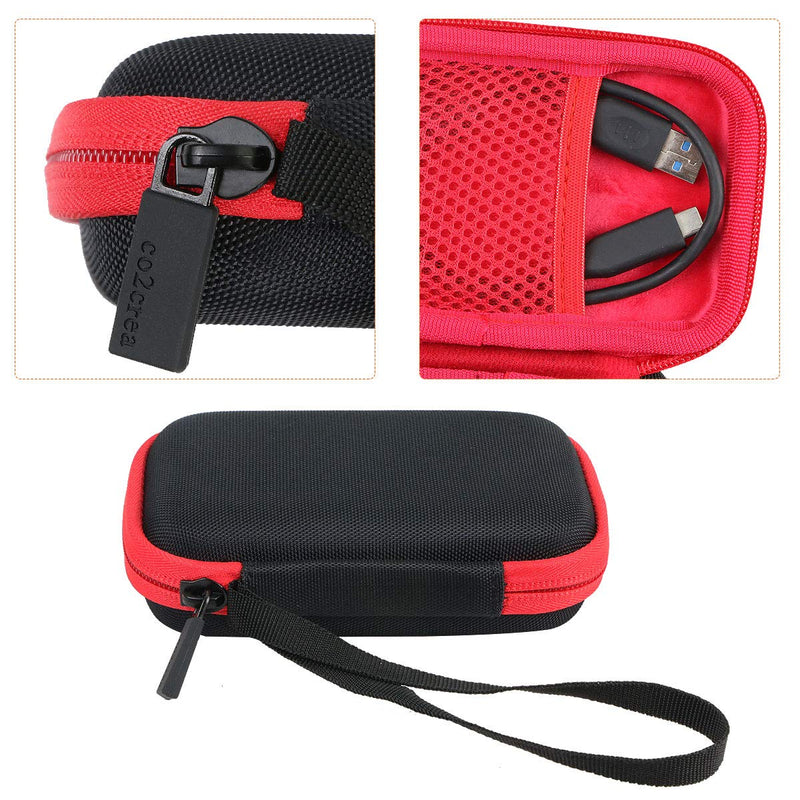 co2CREA Hard Travel Case Replacement for Samsung T7 Touch Portable SSD 500GB 1TB 2TB External Solid State Drives (Black Case + Inside Red) for 1 Hard Drive Black Case + Inside Red