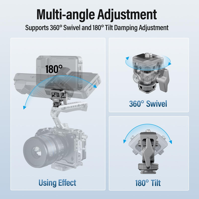 SIRUI Camera Monitor Mount with Cold Shoe, Swivel 360°and Tilt 180°Adjustable DSLR Field Monitor Mount, Compatible with 5" and 7" Monitor, SC-MC Cold Shoe Mount