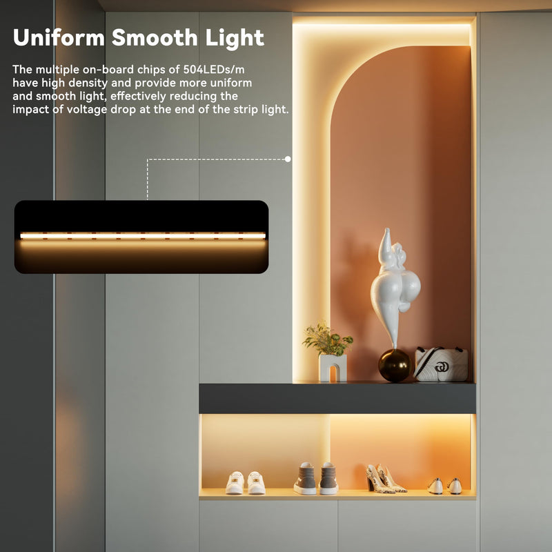 [AUSTRALIA] - PAUTIX Warm White LED Strip Light 24V LED led Light Strip with Remote,3000K Super Bright 16.4ft/5m cob led Strip Light Dimmable Timer for Bedroom,Kitchen,Mirror,Cabinet,Shelf 16.4ft 3000K(Upgraded) 