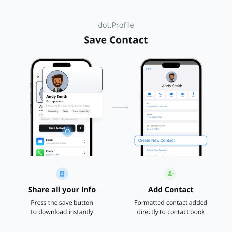 dot. Pack - Digital Business Card Starter Pack - Tap to Share - iPhone & Android (Black)