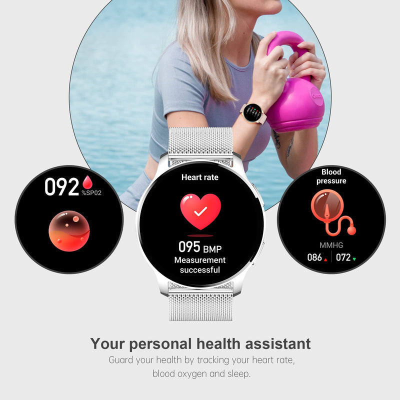 Smart Watch for Women, Bluetooth Smartwatch Make/Receive Calls With 24-hour heart rate&sleep monitor, IP68 Waterproof Fitness Tracker Watch for Android iOS, 120+ Sports Modes, 200+ Dials（Silver）
