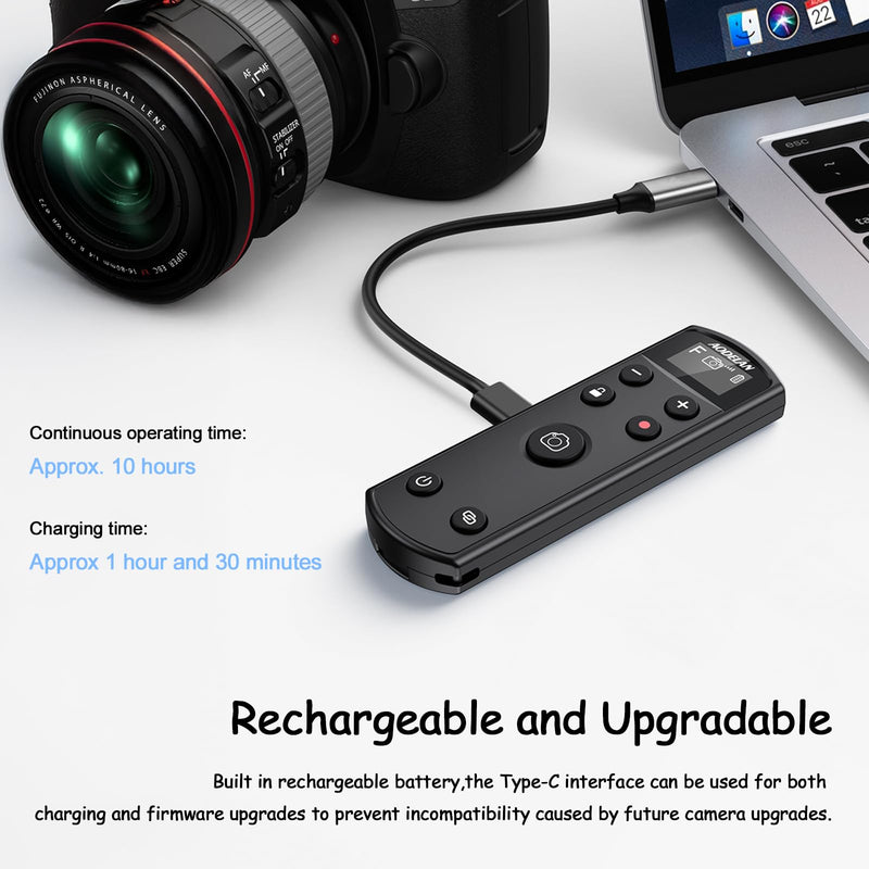 for Fujifilm Camera Rechargeable Shutter Release, AODELAN Wireless Remote Control Compatible with Fuji X-T30 II,X-S10,X-H2,X-H2S,X-T3,X-T4,X-T5,X-S20,X-T30,X-T50,X-M5,X100VI,X-E5,X Half Upgrade Black for Fujifilm
