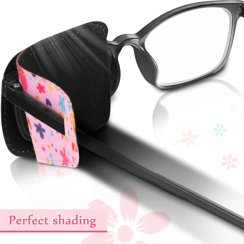 Haysandy 4 Pcs Eye Patches for Kids Reusable Eyepatch for Glasses to Cover Either Eye, Pink Blue Green White, 4 Styles (Dino Flower Outer Space Ice Cream) Dino Flower Outer Space Ice Cream