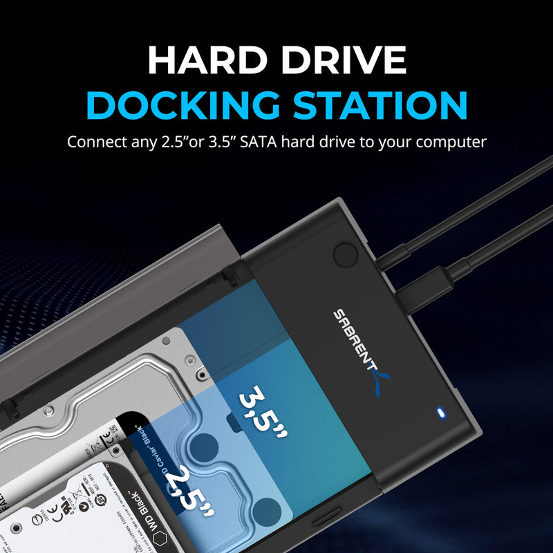 USB 3.0 to SSD / 2.5 Inch SATA I/II/III Hard Drive Adapter+USB 3.0 to SATA External Hard Drive Lay Flat Docking Station for 2.5 or 3.5in HDD, SSD