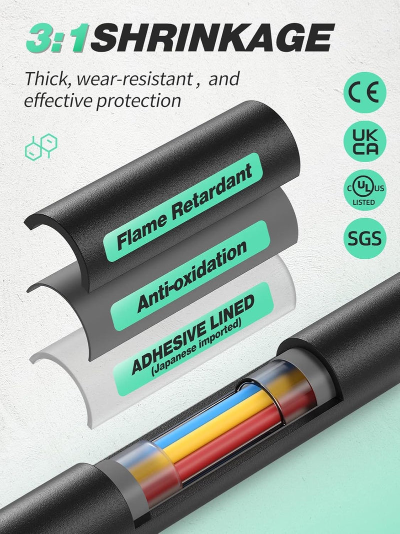 Eventronic 3:1 Heat Shrink Tube with Adhesive and Double Wall, Diameter 15 mm & 2 m Length, IP65 Waterproof, Insulation Tape, for Electrical Insulation and Wire Connectors, 12 Diameter Options, Never Ø15mm & 2m